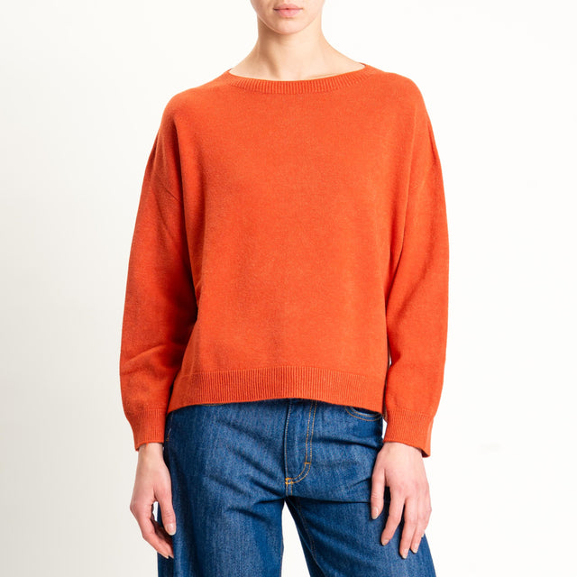 Vicolo-Maglia girocollo boxy spacchi laterali - orange