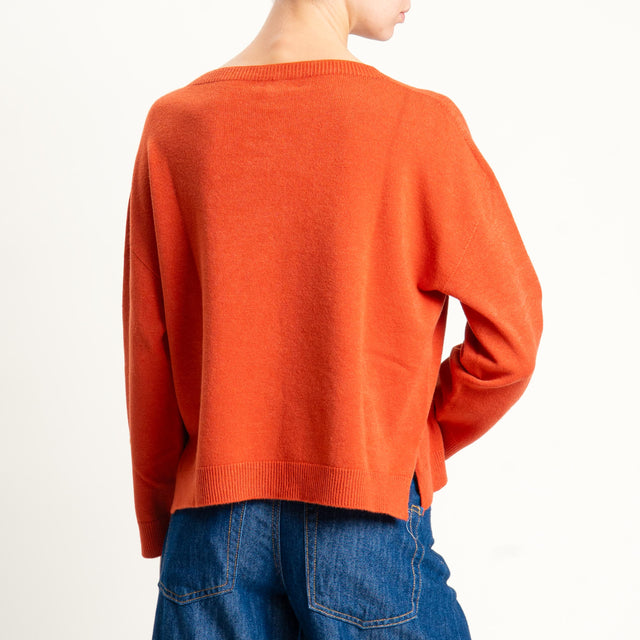 Vicolo-Maglia girocollo boxy spacchi laterali - orange