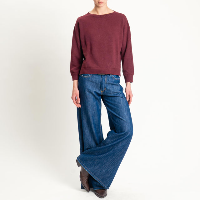 Vicolo-Maglia girocollo boxy spacchi laterali - Bordeaux