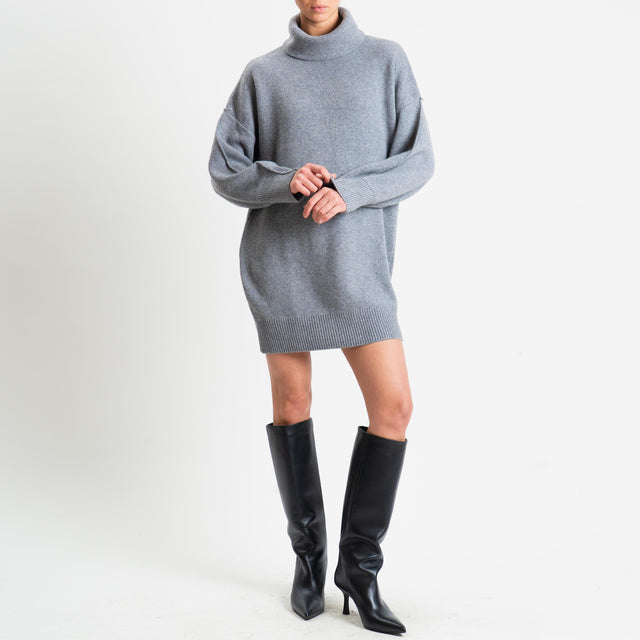 Vicolo-Abito/maxi maglia collo alto - grigio