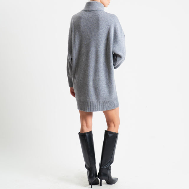 Vicolo-Abito/maxi maglia collo alto - grigio