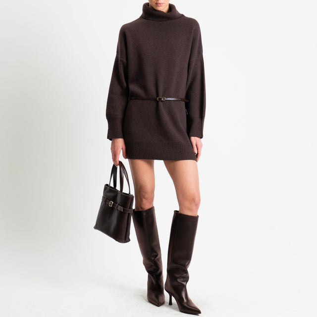 Vicolo-Abito/maxi maglia collo alto - moro