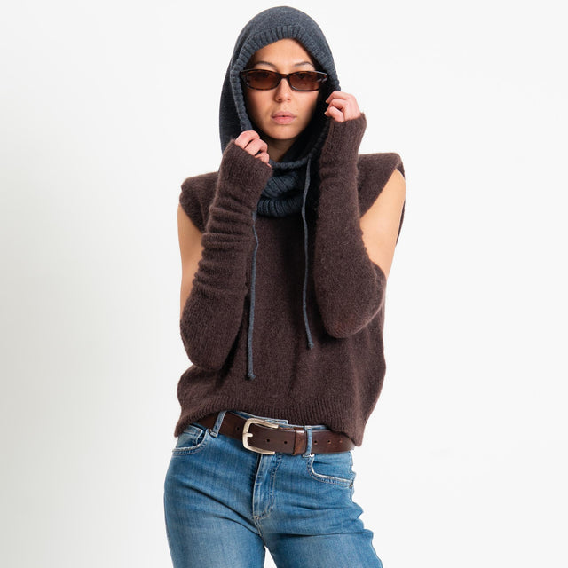 Vicolo-Balaclava misto cashmere con coulisse - antracite