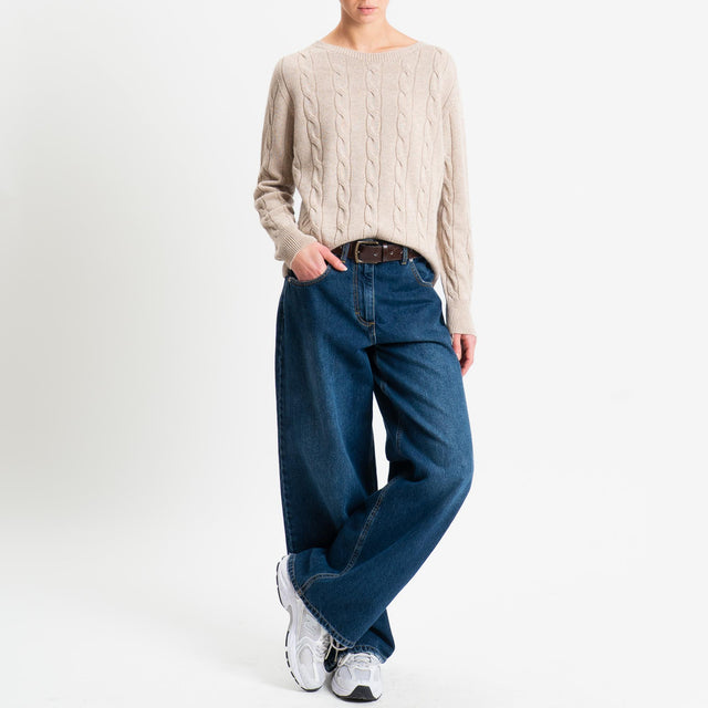 Vicolo-Maglia trecce misto cashmere - beige