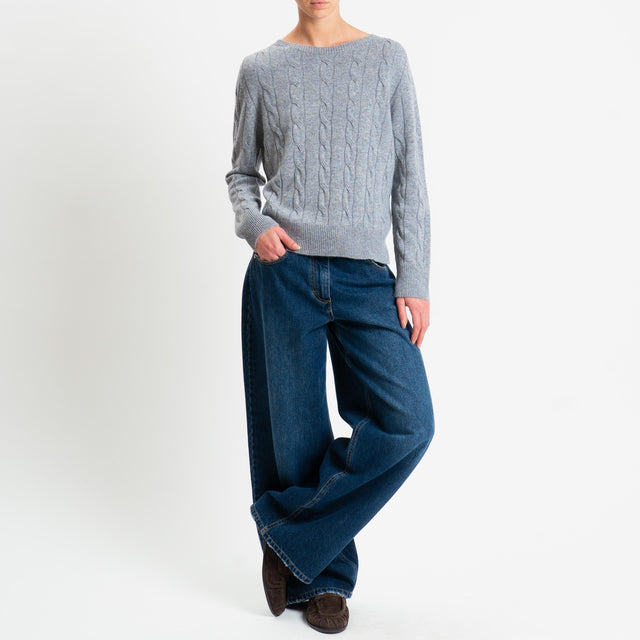 Vicolo-Maglia trecce misto cashmere - grigio