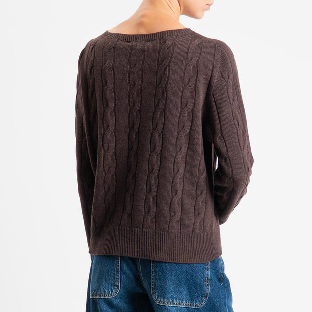 Vicolo-Maglia trecce misto cashmere - moro