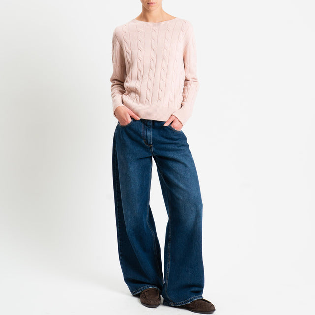 Vicolo-Maglia trecce misto cashmere - rosa