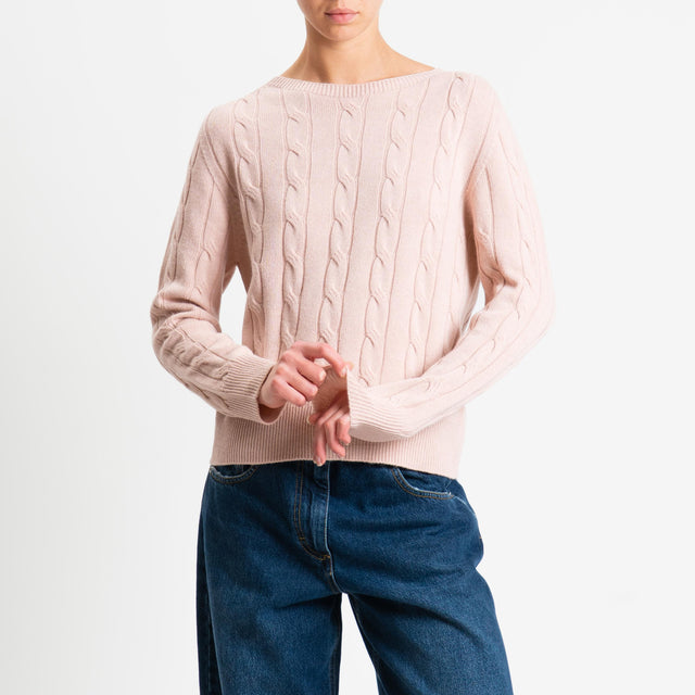 Vicolo-Maglia trecce misto cashmere - rosa
