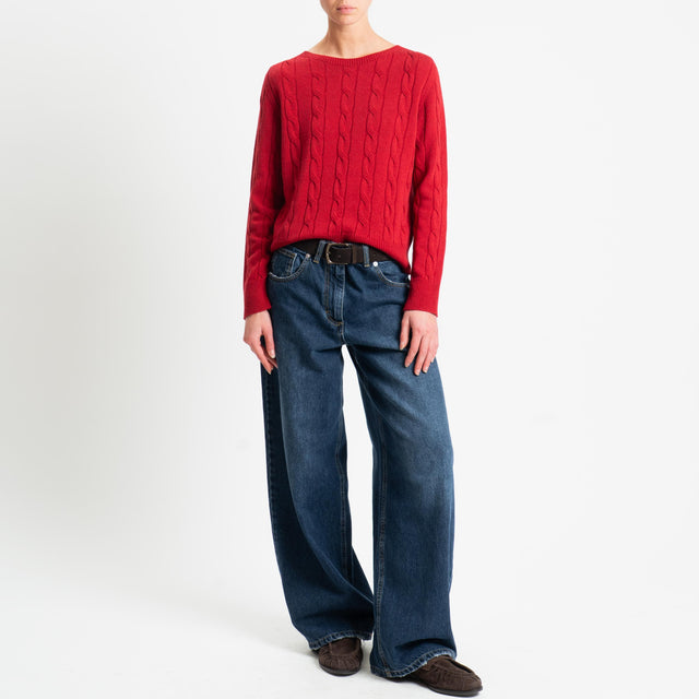 Vicolo-Maglia trecce misto cashmere - rosso