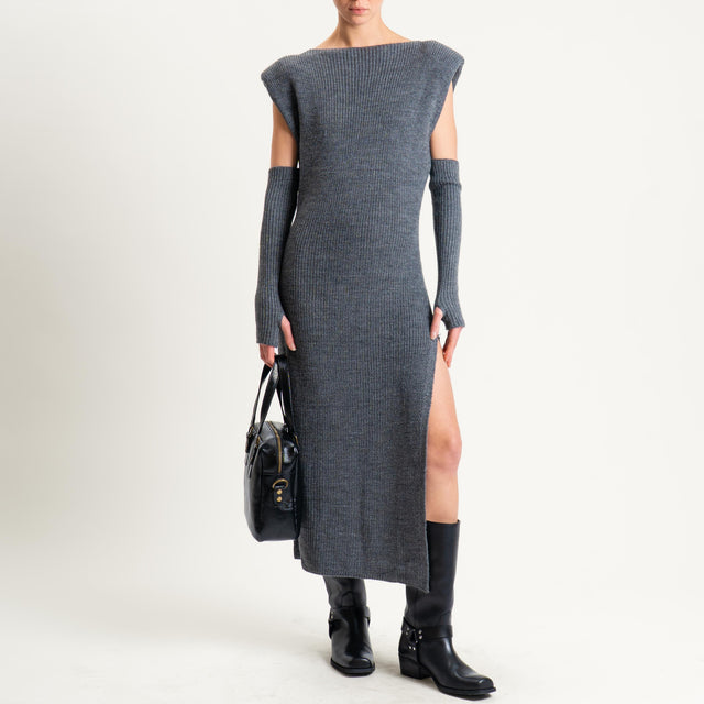 Vicolo-Abito smanicato misto alpaca con manicotti - antracite