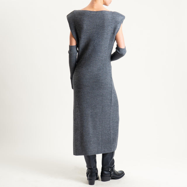 Vicolo-Abito smanicato misto alpaca con manicotti - antracite