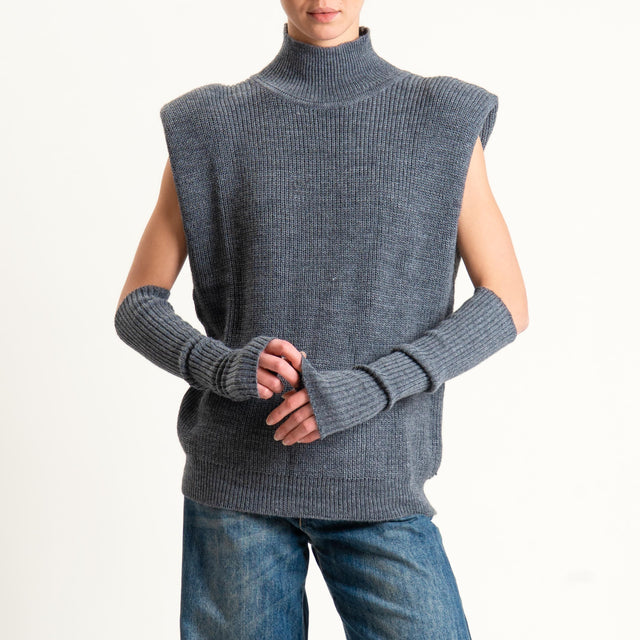 Vicolo-Maglia smanicata misto alpaca con manicotti - antracite