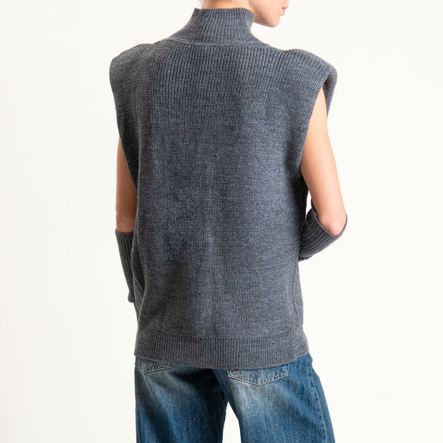 Vicolo-Maglia smanicata misto alpaca con manicotti - antracite