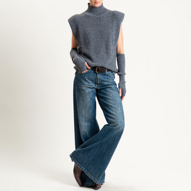 Vicolo-Maglia smanicata misto alpaca con manicotti - antracite