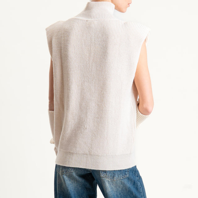 Vicolo-Maglia smanicata misto alpaca con manicotti - burro