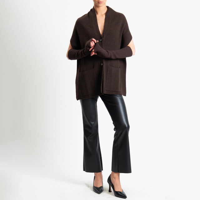 Vicolo-Davantino con manicotti misto cashmere - moro