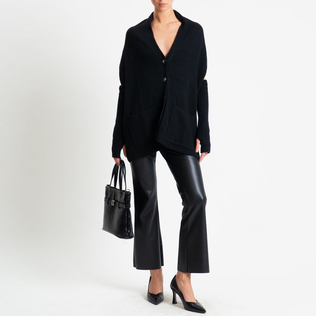Vicolo-Davantino con manicotti misto cashmere - nero