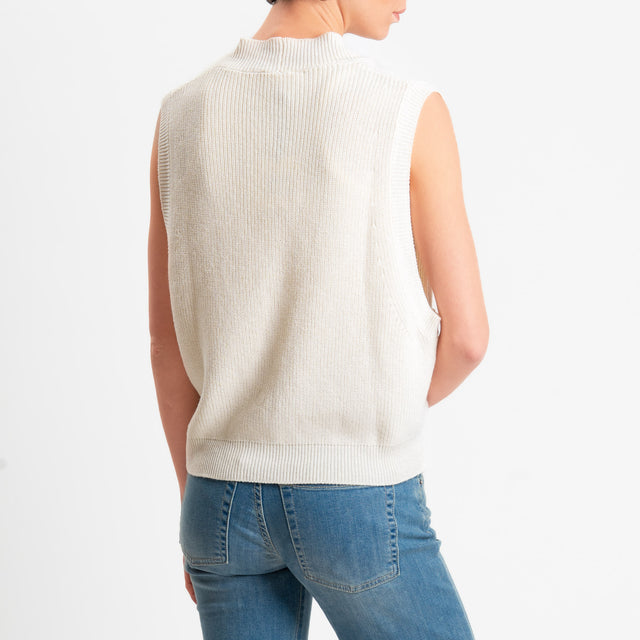 Vicolo-Gilet a coste due bottoni - burro