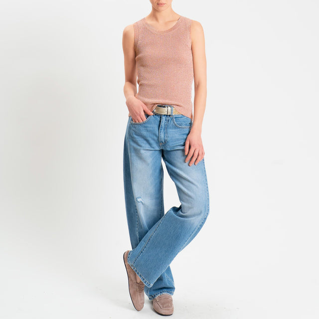 Vicolo-Top in lurex - blush/oro