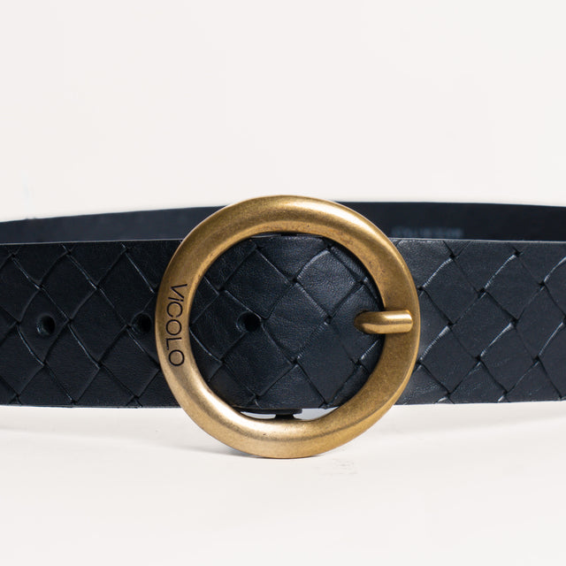 Vicolo-Cintura in pelle fibbia anello - nero