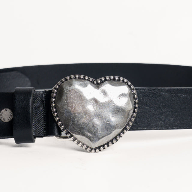 Vicolo-Cintura in pelle fibbia cuore - nero