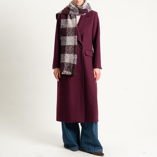 Vicolo-Sciarpa quadri misto lana - vino/taupe