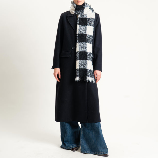 Vicolo-Sciarpa quadri misto lana - burro/nero