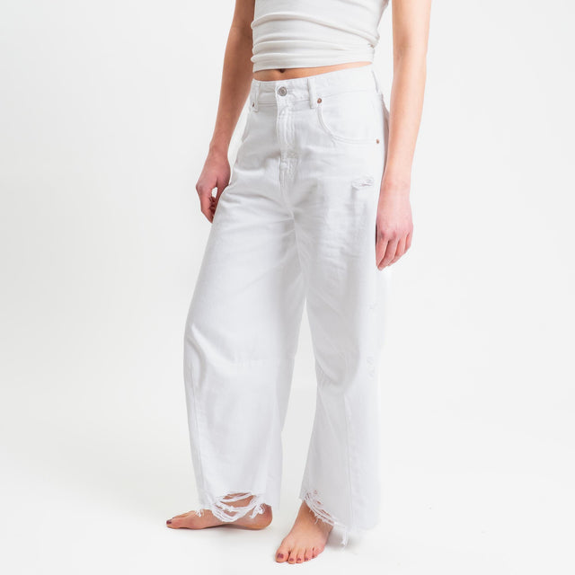 Vicolo- Jeans CECILE barrel fit con rotture - off white