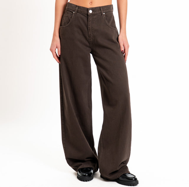 Vicolo-Pantalone MIA baggy fit - dark brown