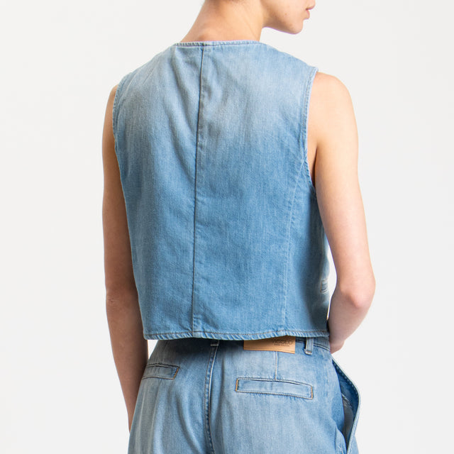 Vicolo-Gilet jeans tre bottoni - denim