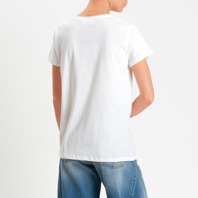 Vicolo-T-shirt "BORN TO SHINE" - bianco/nero