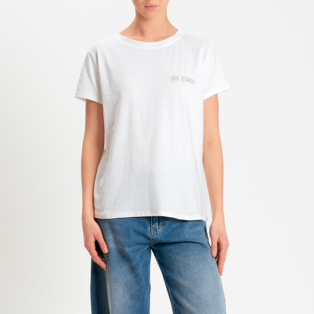 Vicolo-T-shirt "OK CIAO" - bianco/rosa