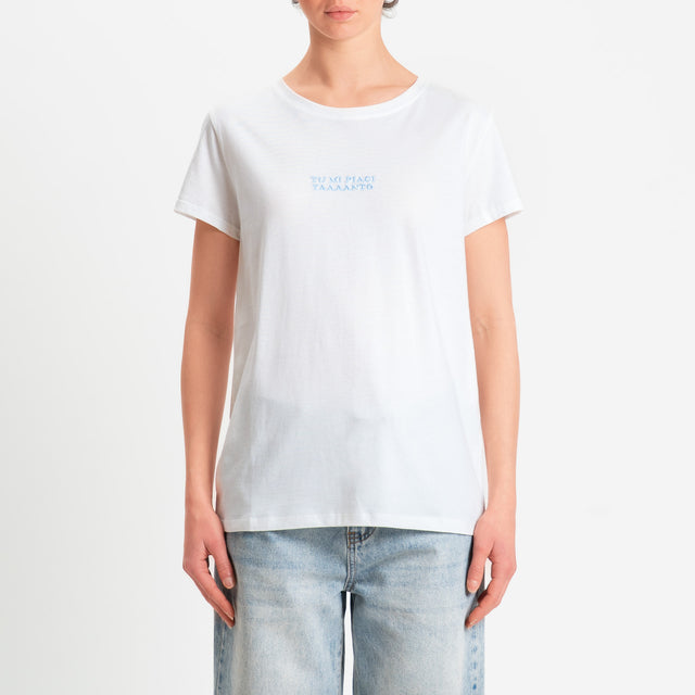 Vicolo-T-shirt "TU MI PIACI TAAAANTO" - bianco/celeste