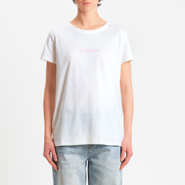 Vicolo-T-shirt "UNA VITA IN VACANSIA" - bianco/rosa