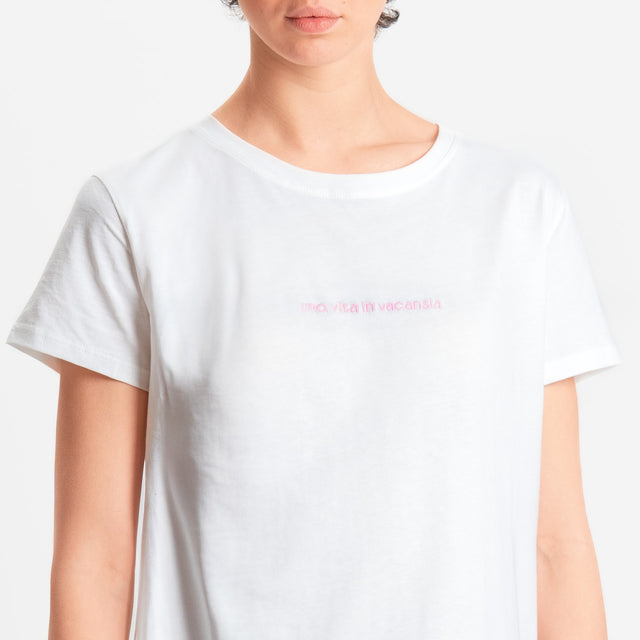 Vicolo-T-shirt "UNA VITA IN VACANSIA" - bianco/rosa