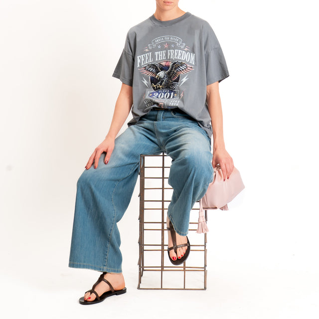 Vicolo-T-shirt stampa "FEEL THE FREEDOM" - grigio fumo