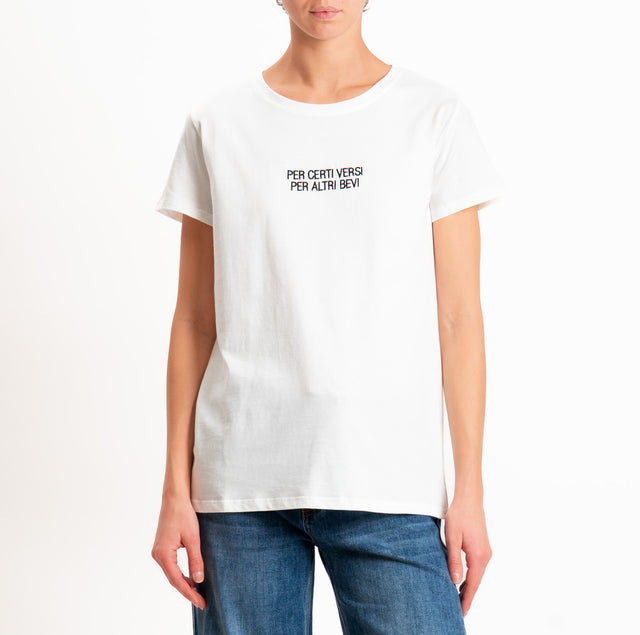 Vicolo-T-shirt "PER CERTI VERSI PER ALTRI BEVI" - bianco