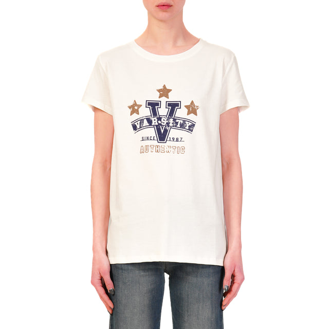 Vicolo-T-shirt "VARSITY" - bianco
