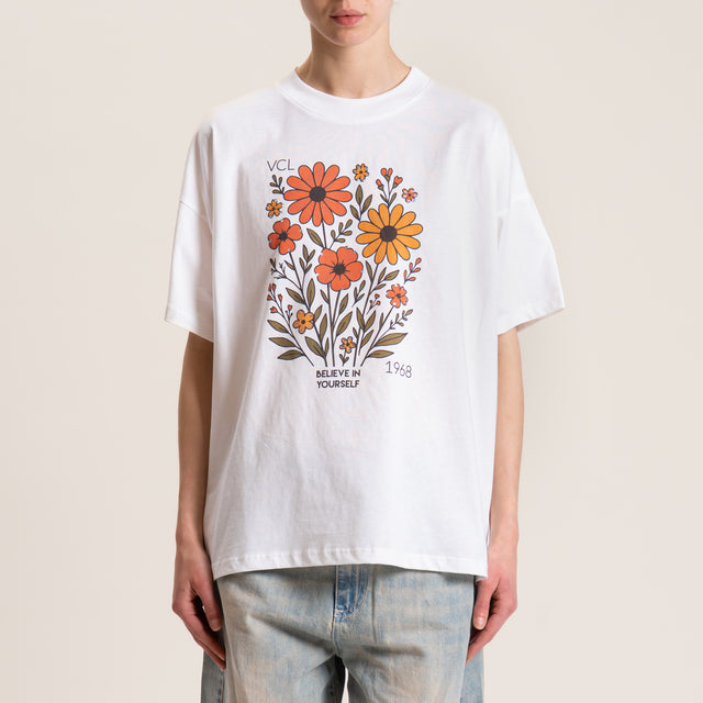 Vicolo-T-shirt fiori con applicazioni - bianco