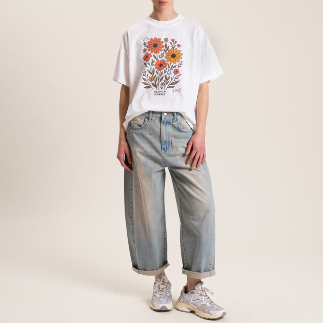 Vicolo-T-shirt fiori con applicazioni - bianco