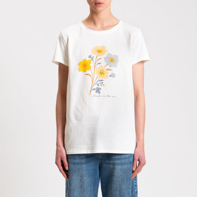 Vicolo-T-shirt stampa floreale con applicazioni - bianco