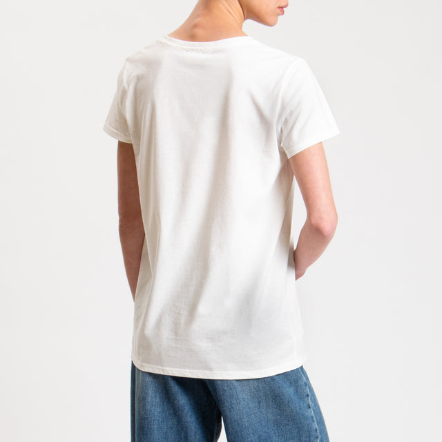 Vicolo-T-shirt stampa floreale con applicazioni - bianco