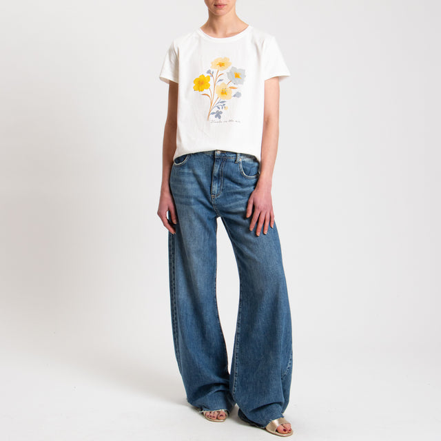 Vicolo-T-shirt stampa floreale con applicazioni - bianco
