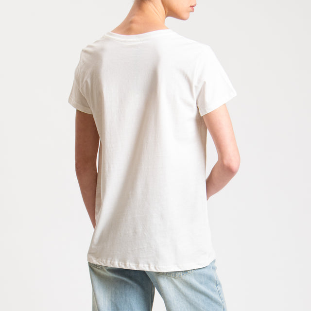 Vicolo-T-shirt stampa fiori - bianco