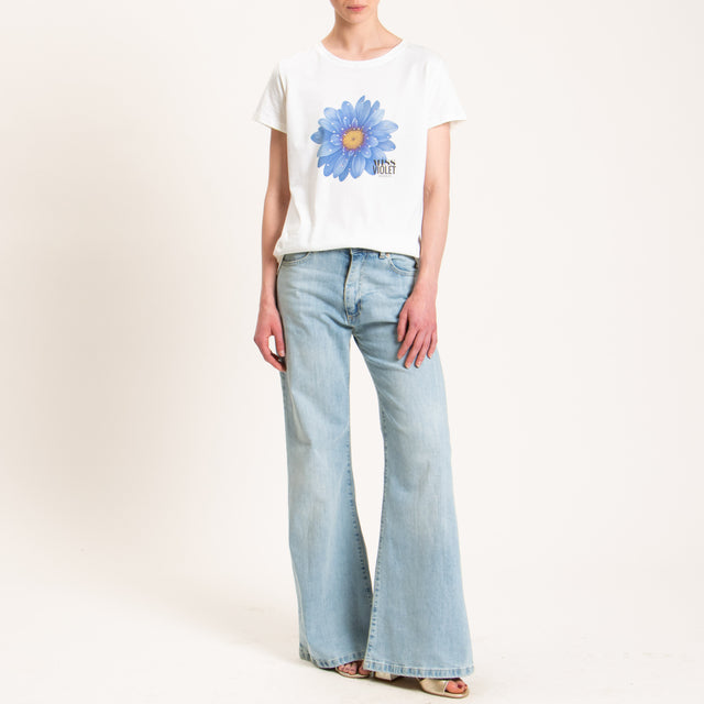Vicolo-T-shirt stampa fiore - bianco