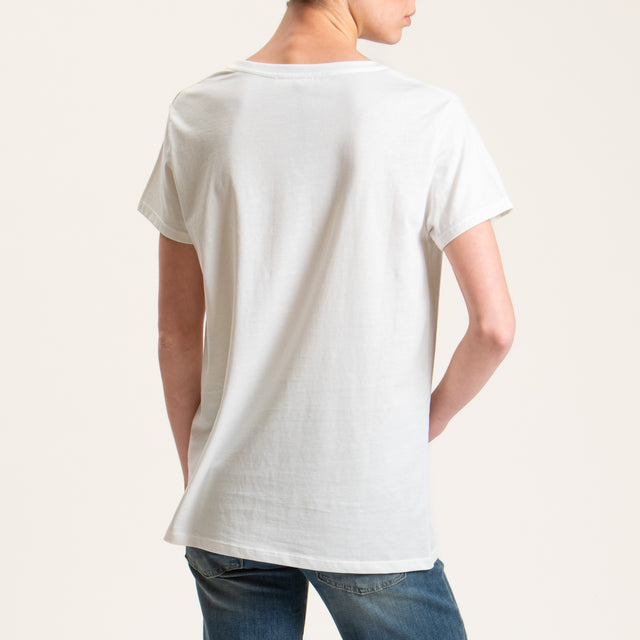 Vicolo-T-shirt stampa fiori con applicazioni - bianco/peonia