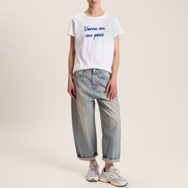 Vicolo-T-shirt "VORREI MA NON POSSO" - bianco/blu