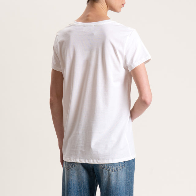 Vicolo-T-shirt stampa palme con strass - bianco