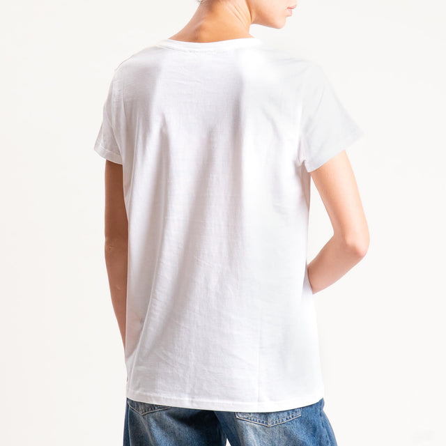 Vicolo-T-shirt "ZERO SBATTI,SOLO EFFETTO WOW" - latte/moro