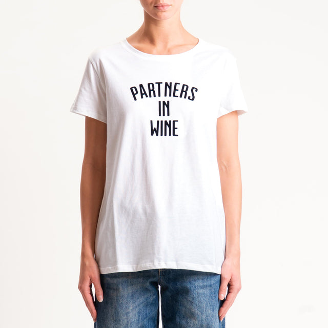 Vicolo-T-shirt "PARTNERS IN WINE" - bianco/nero